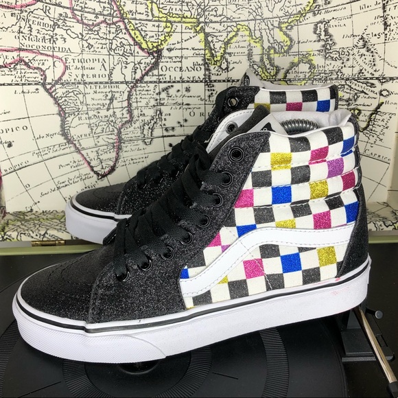 glitter vans high tops womens
